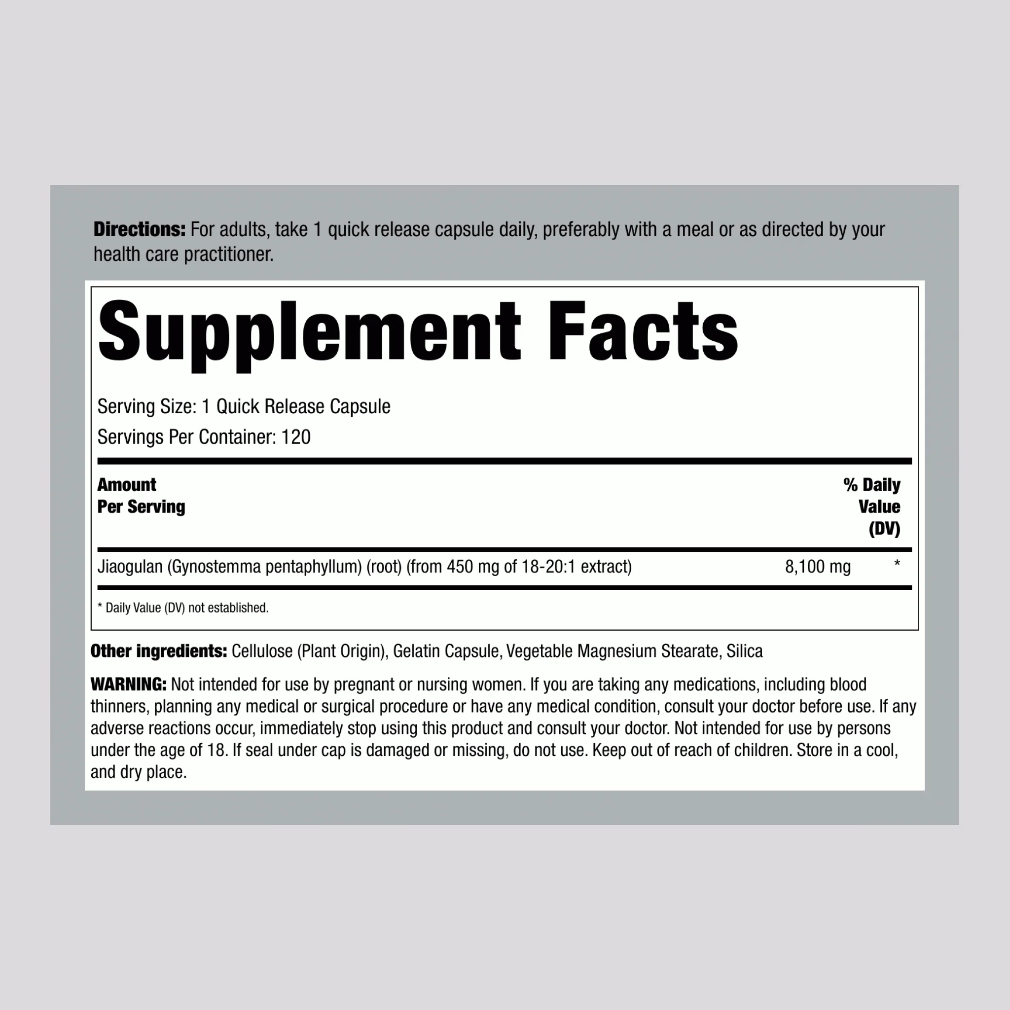 Jiaogulan, 8100 mg, 120 Quick Release Capsules - Image 2