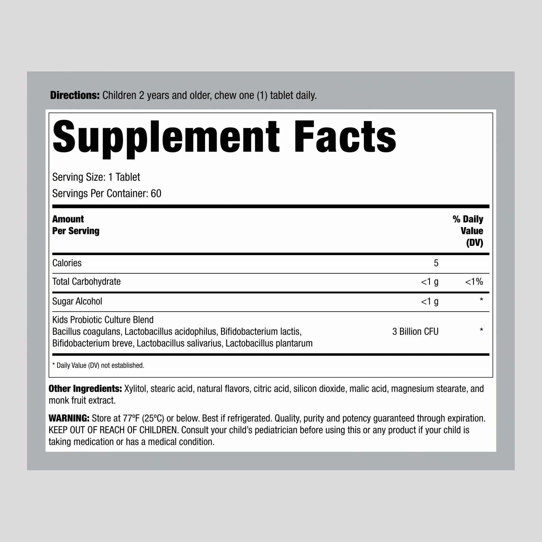 Kids Probiotic 6 Strains (Berry-licious), 60 Chewable Tablets - Image 2