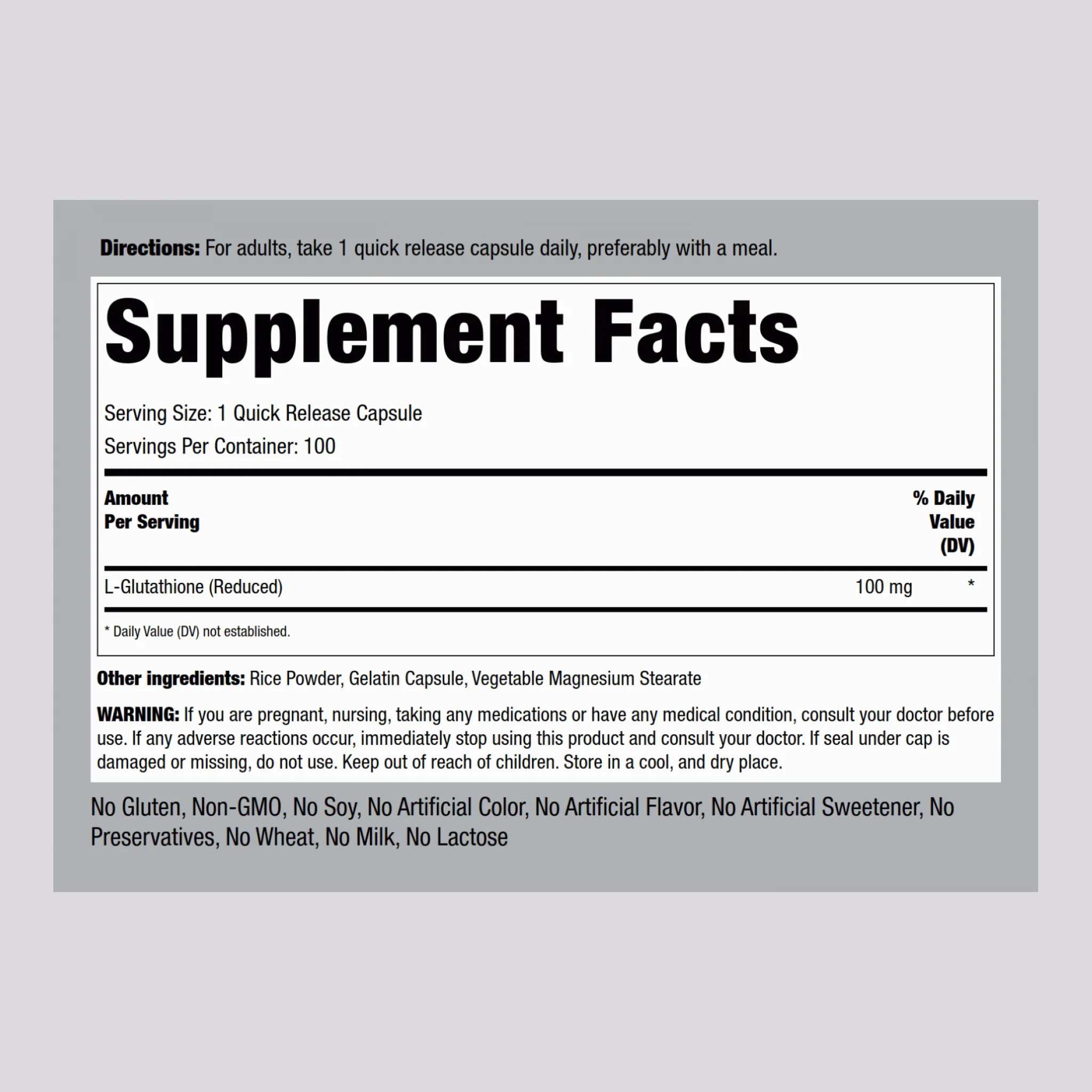 L-Glutathione (Reduced), 100 mg, 100 Quick Release Capsules, 2 Bottles - Image 2