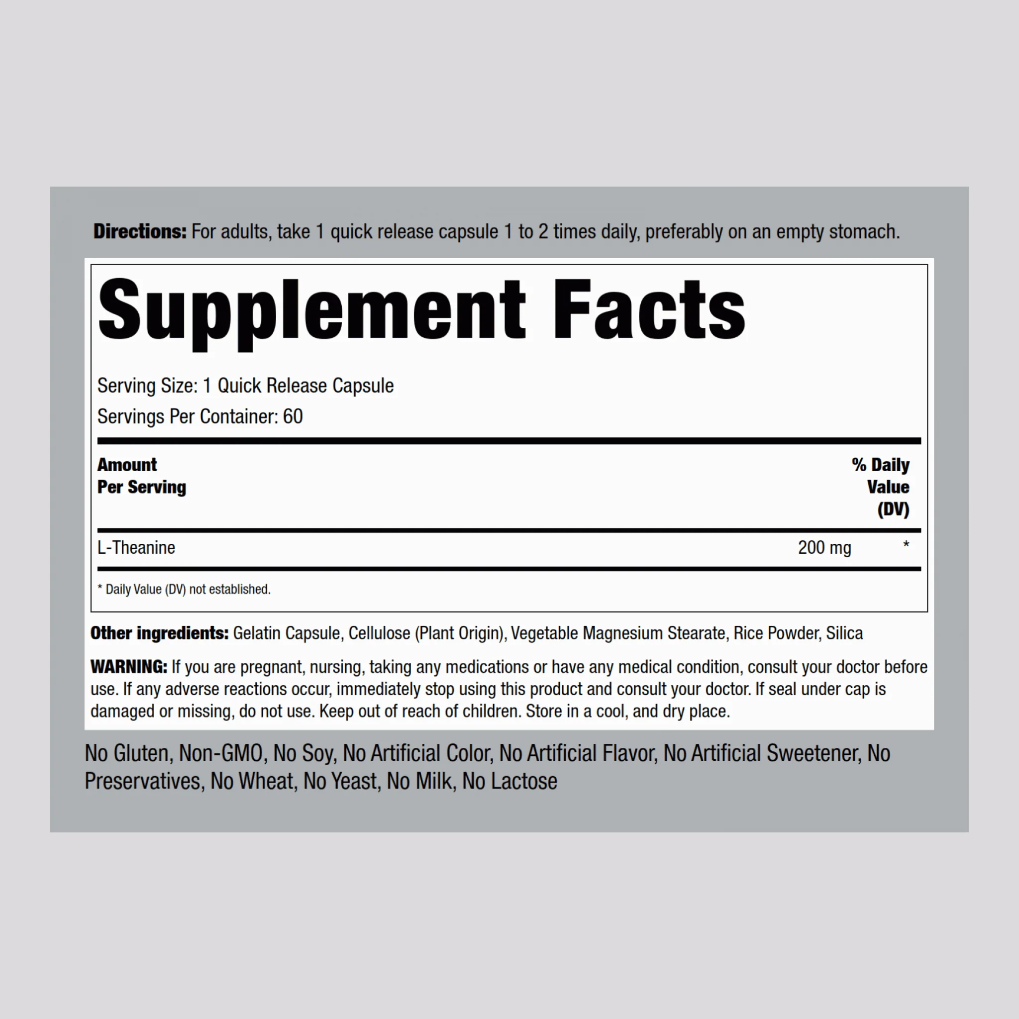L-Theanine, 200 mg, 60 Quick Release Capsules, 2 Bottles - Image 2