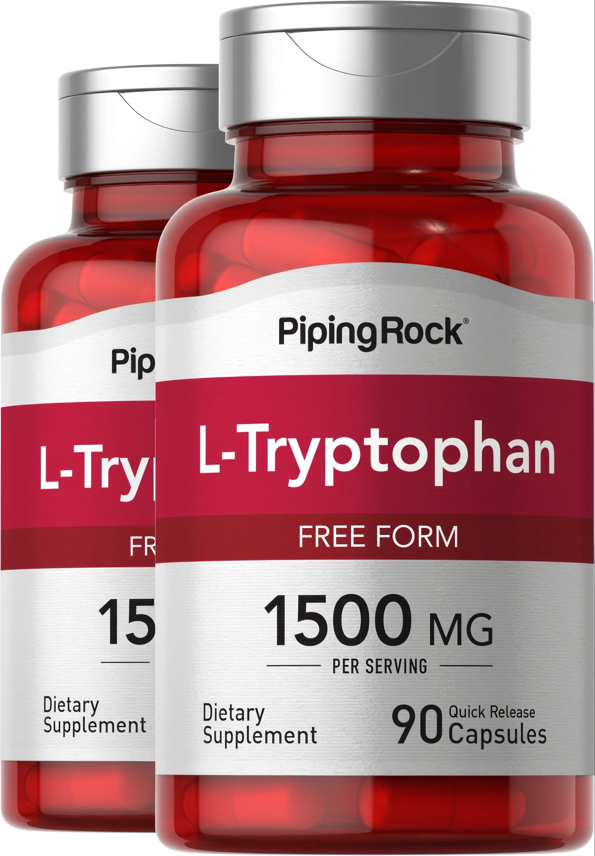 L-Tryptophan, 1500 mg (per serving), 90 Quick Release Capsules, 2 Bottles
