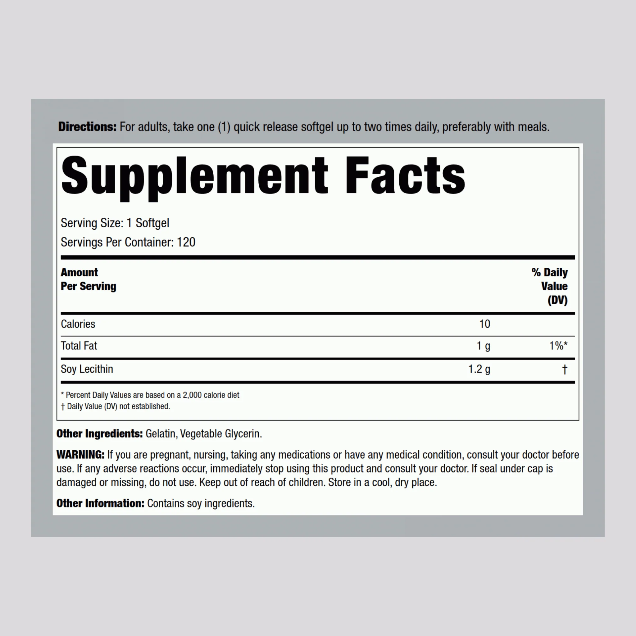 Lecithin Non-GMO, 1200 mg, 120 Quick Release Softgels, 2 Bottles - Image 2