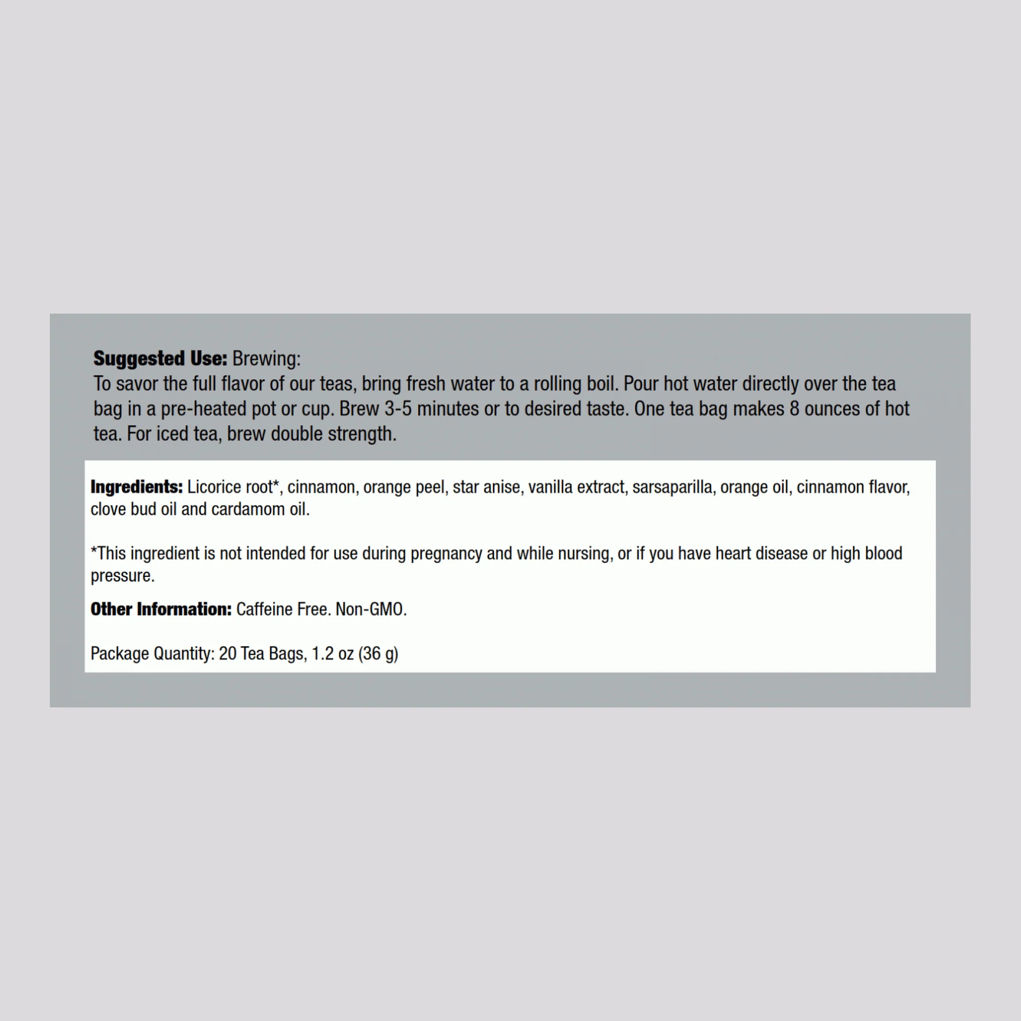 Licorice Spice Tea, 20 Tea Bags - Image 2