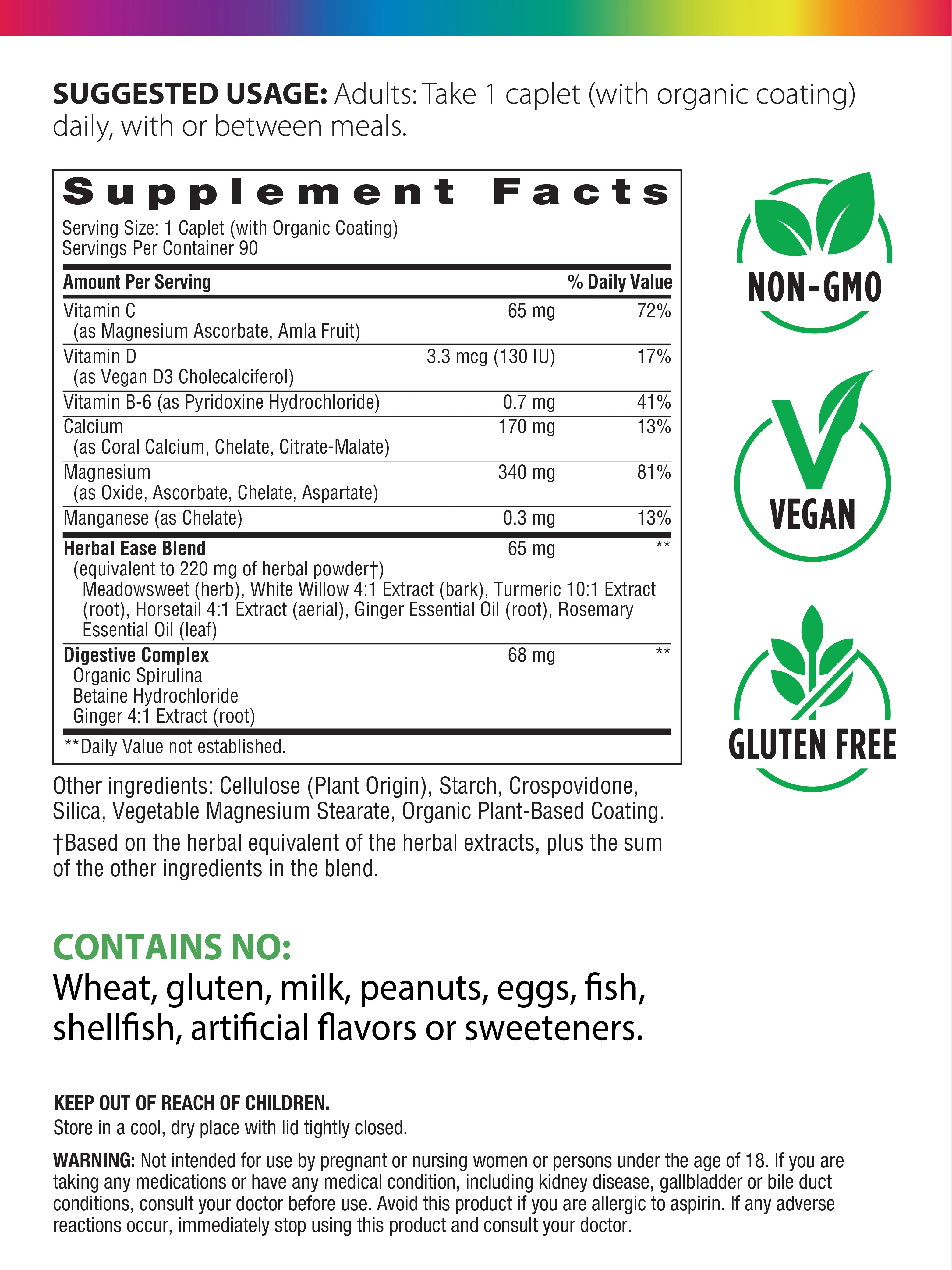 Magnesium Calcium + Real Food Nutrients, 90 Vegan Caplets - Image 3