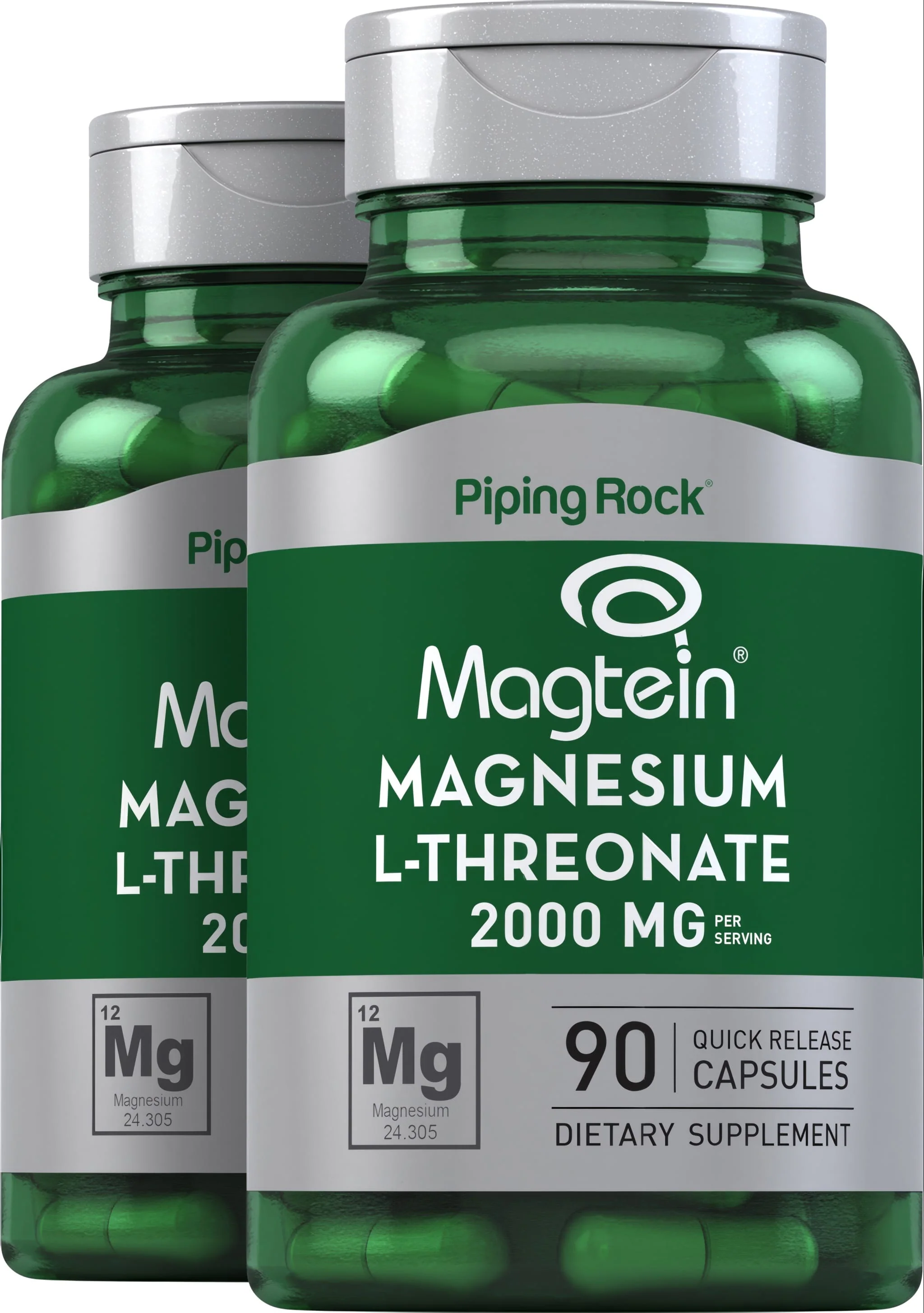 Magnesium L-Threonate Magtein, 90 Quick Release Capsules, 2 Bottles