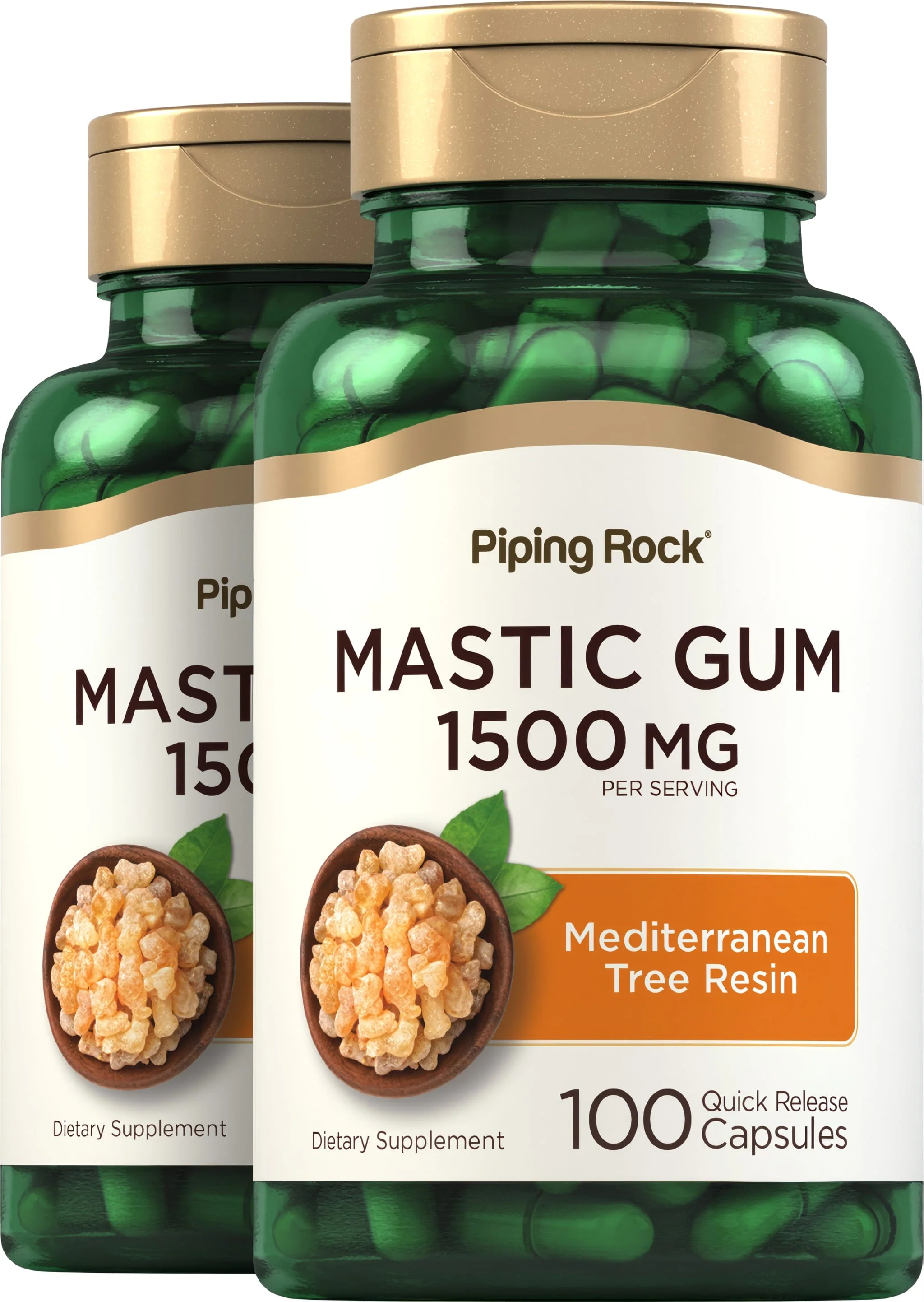 Mastic Gum, 1500 mg (per serving), 100 Quick Release Capsules, 2 Bottles