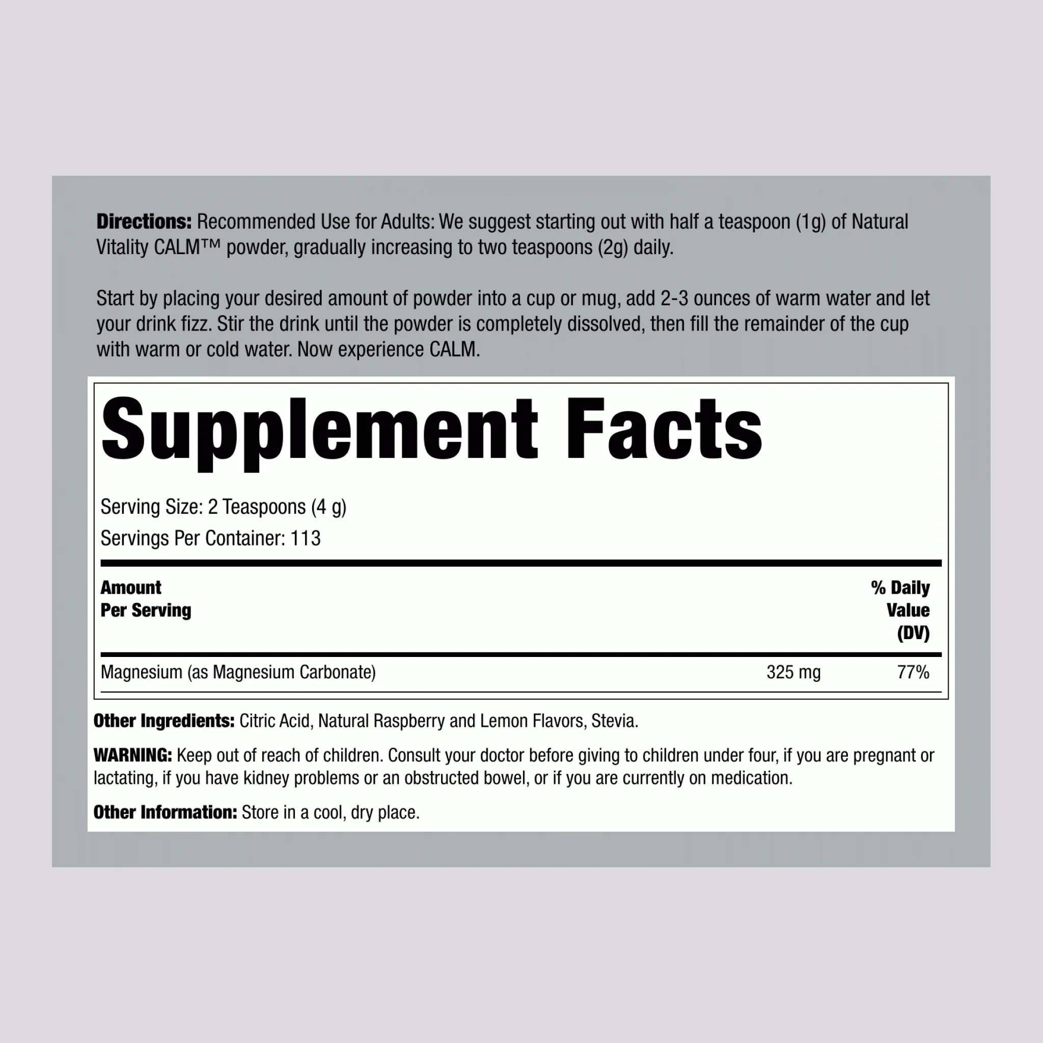 MAXCALM Powder Raspberry-Lemon Flavor, 16 oz (453 g) - Image 2