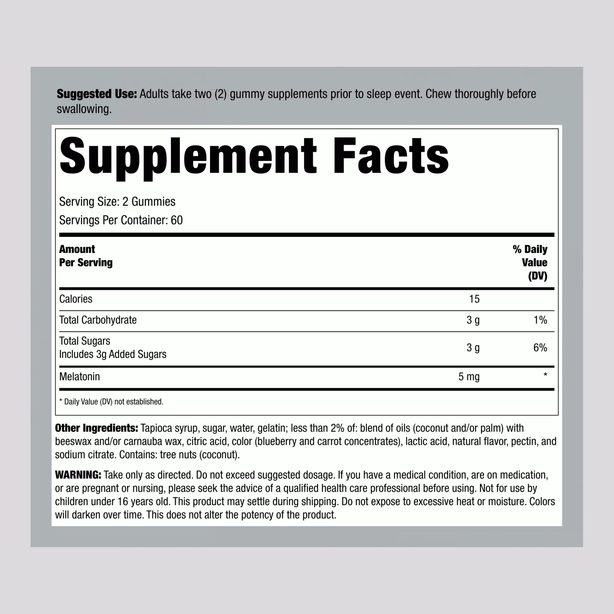 Melatonin (Blackberry), 5 mg (per serving), 120 Gummies - Image 2