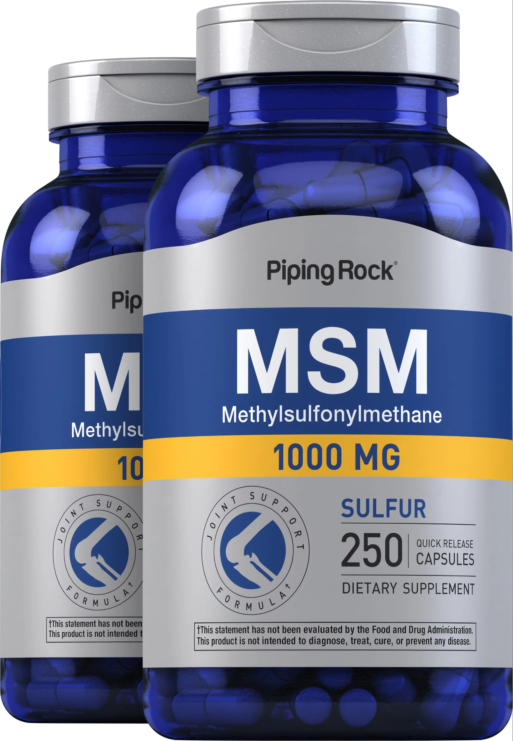 MSM + Sulfur, 1000 mg, 250 Quick Release Capsules, 2  Bottles