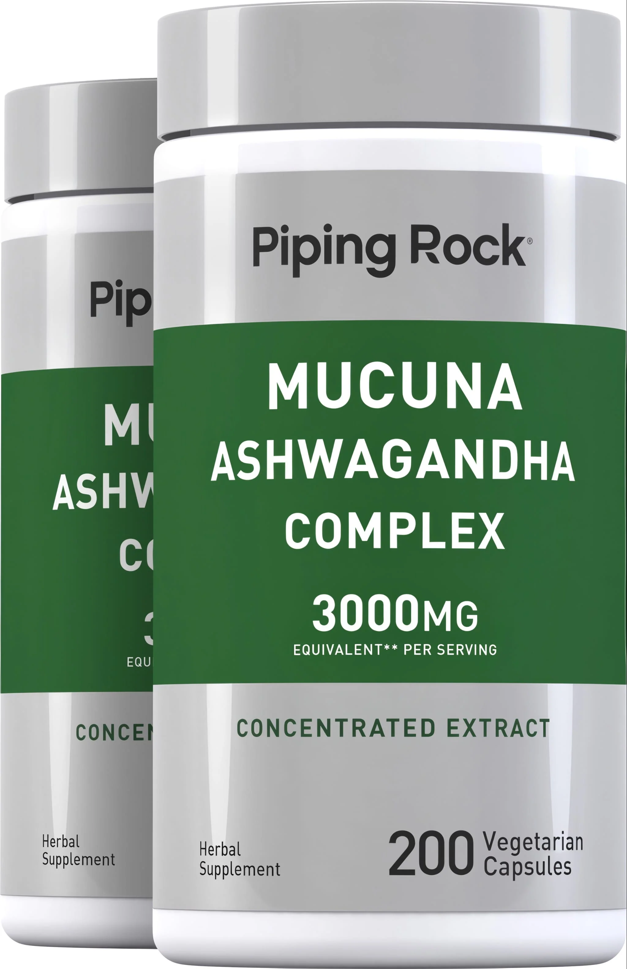 Mucuna Ashwagandha Complex, 3000 mg (per serving), 200 Vegetarian Capsules, 2  Bottles