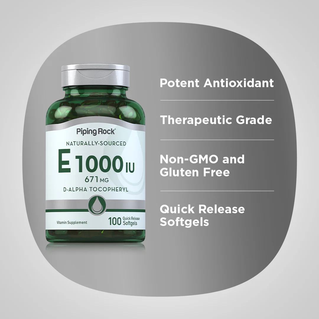 Natural Vitamin E, 1000 IU, 100 Quick Release Softgels - Image 4