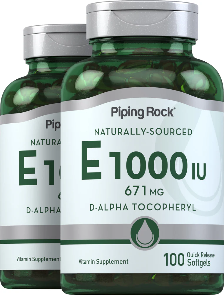 Natural Vitamin E, 1000 IU, 100 Quick Release Softgels, 2 Bottles