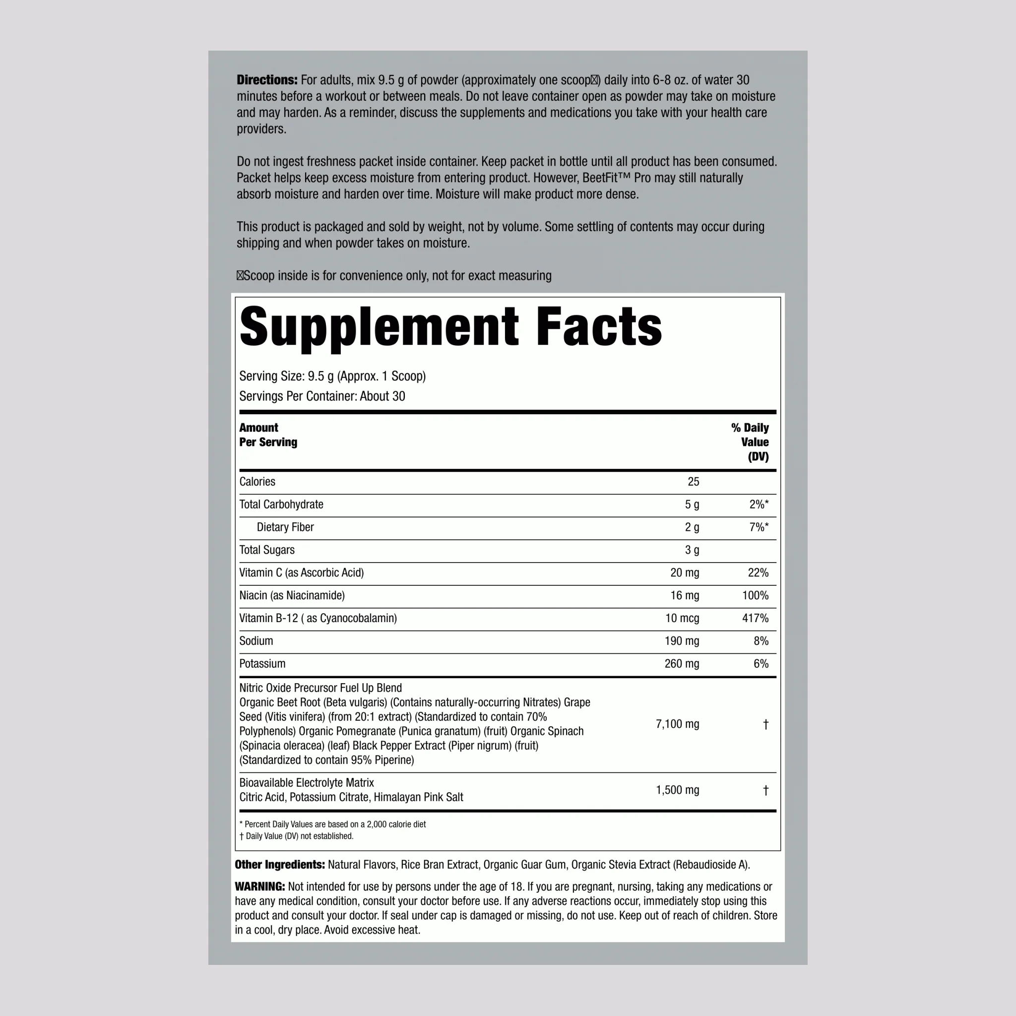Nitric Oxide Max Beet Root (Mixed Berry), 16 oz (454 g) Bottle - Image 2