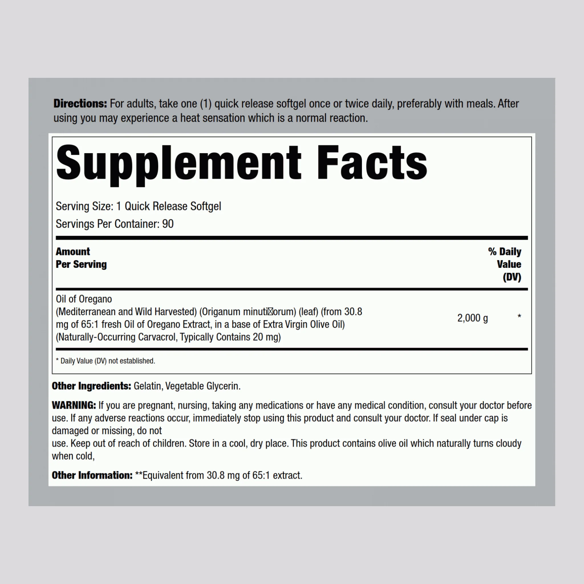 Oregano Oil Extract, 2000 mg, 90 Softgels, 2  Bottles - Image 2