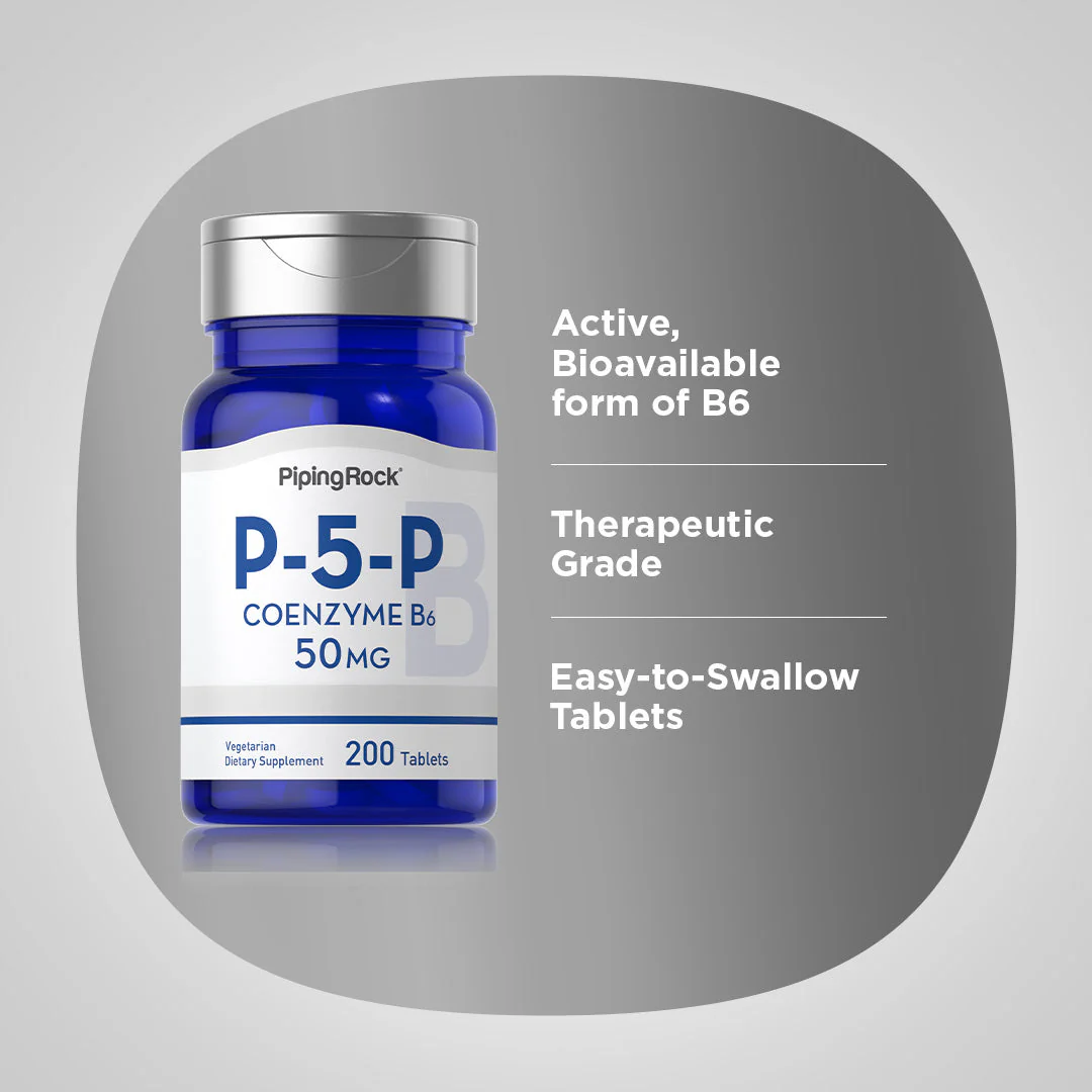P-5-P (Pyridoxal 5-Phosphate) Coenzymated Vitamin B-6, 50 mg, 200 Tablets - Image 9