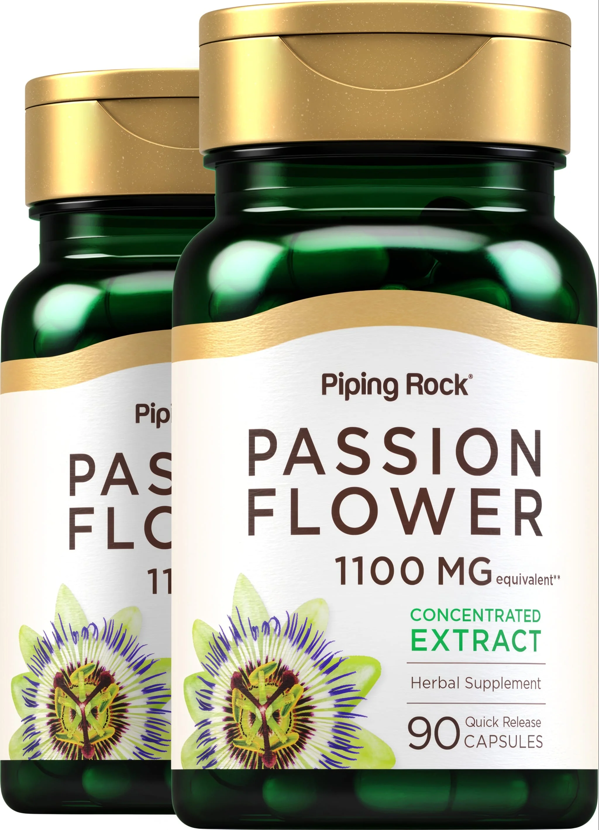 Passion Flower, 1100 mg, 90 Quick Release Capsules, 2  Bottles
