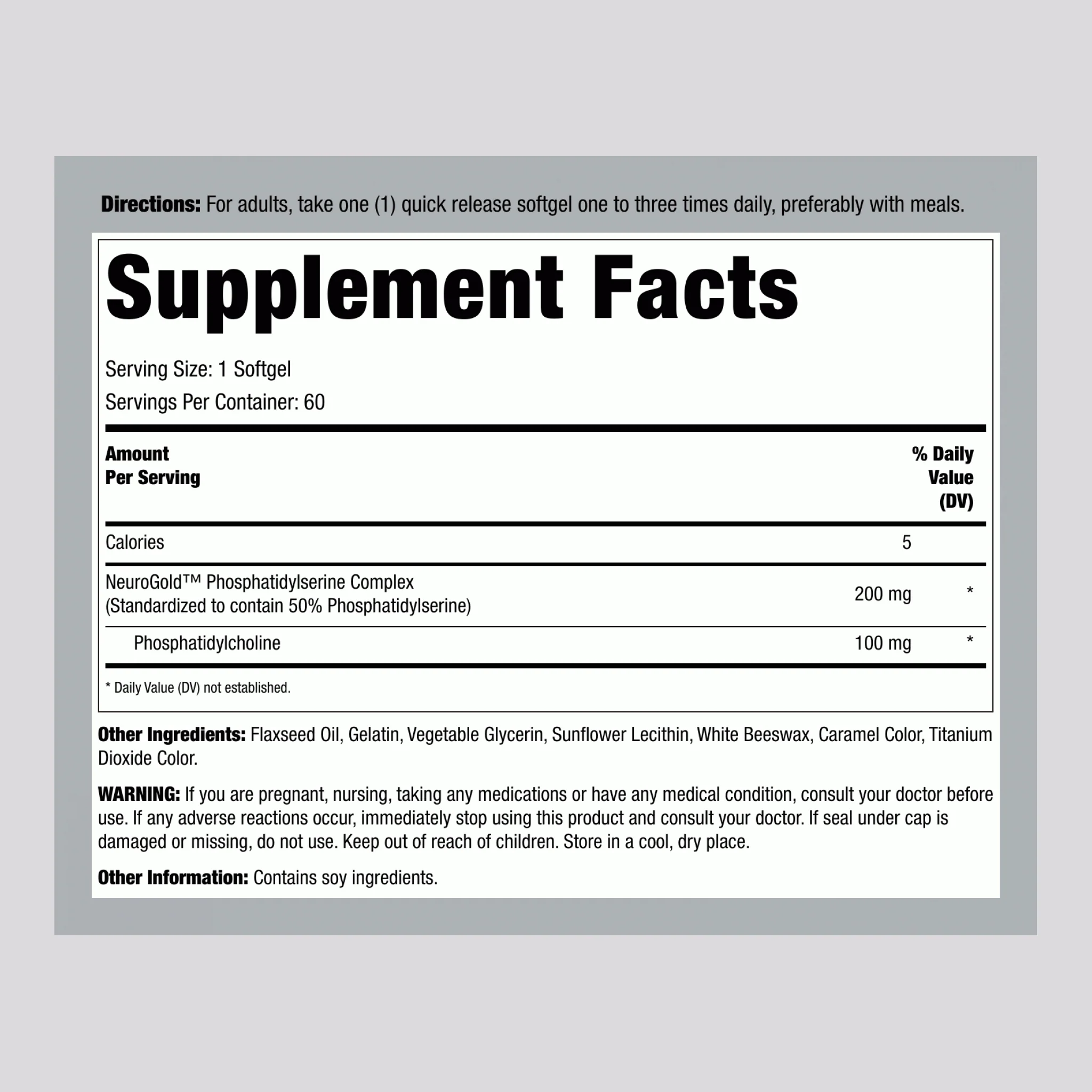 Phosphatidylserine (PS), 100 mg, 60 Quick Release Softgels, 2 Bottles - Image 2