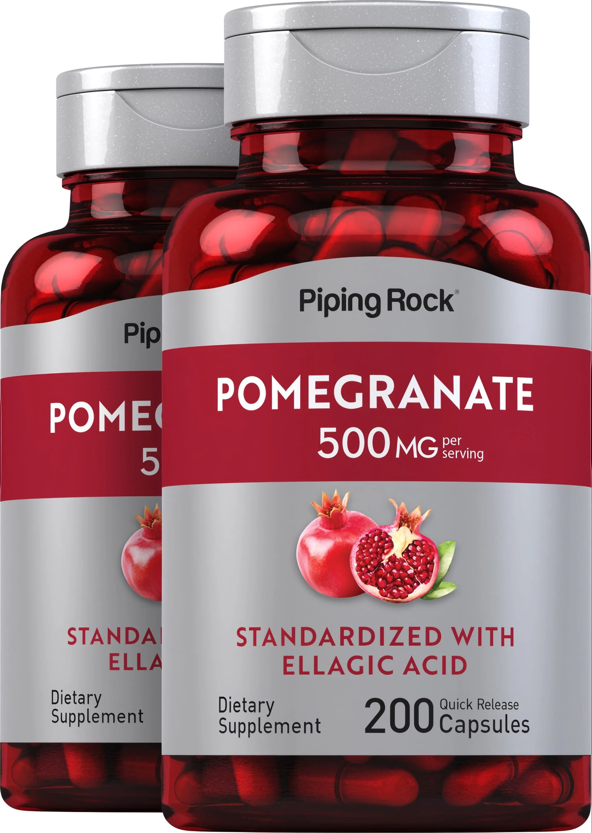 Pomegranate Extract (Standardized), 500 mg (per serving), 200 Quick Release Capsules, 2  Bottles