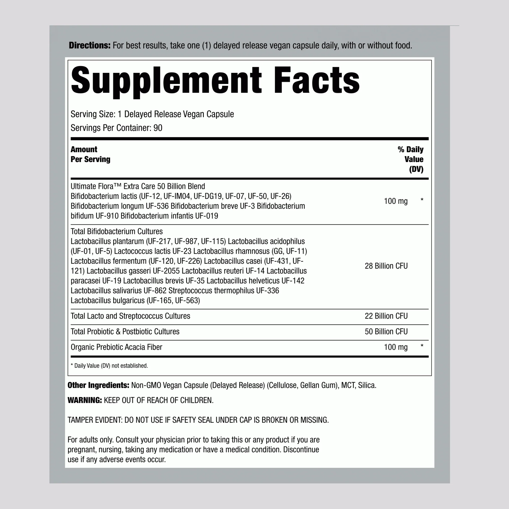 Probiotic with Prebiotic 50 Billion, 90 Delayed Release Vegan Caps - Image 2