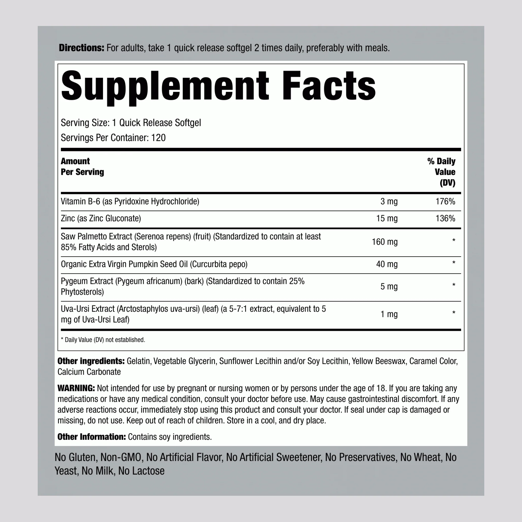 Prosta Palmetto Super Strength, 120 Quick Release Softgels - Image 2