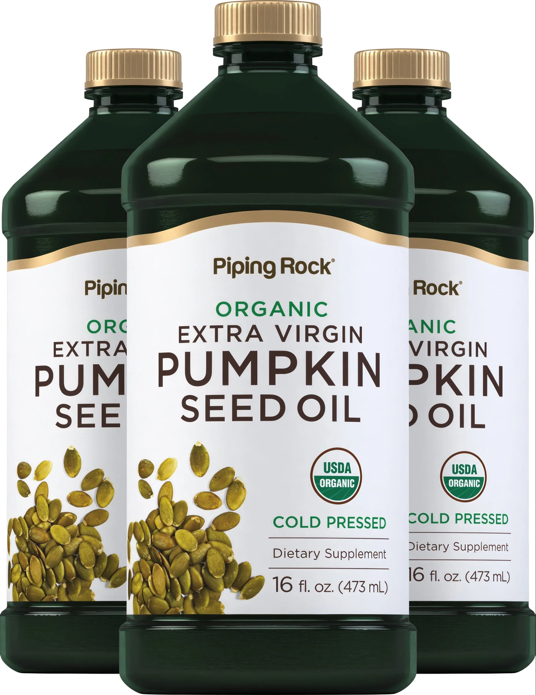 Pumpkin Seed Oil Cold Pressed (Organic), 16 fl oz (473 mL) Bottles, 3 Bottles