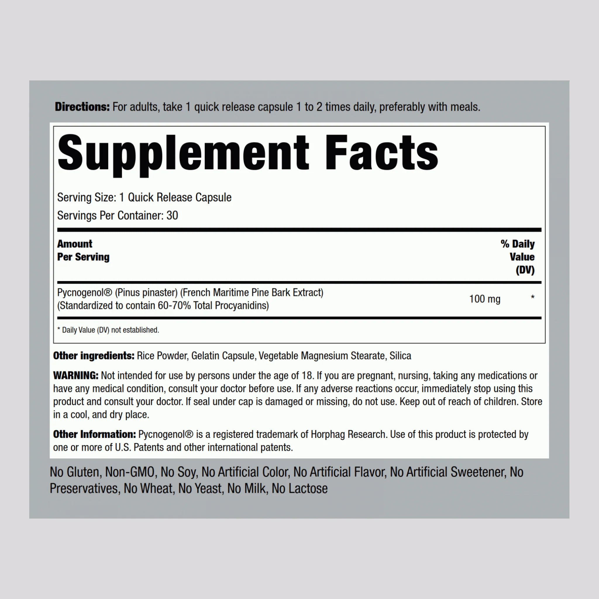 Pycnogenol, 100 mg, 30 Quick Release Capsules, 2 Bottles - Image 2
