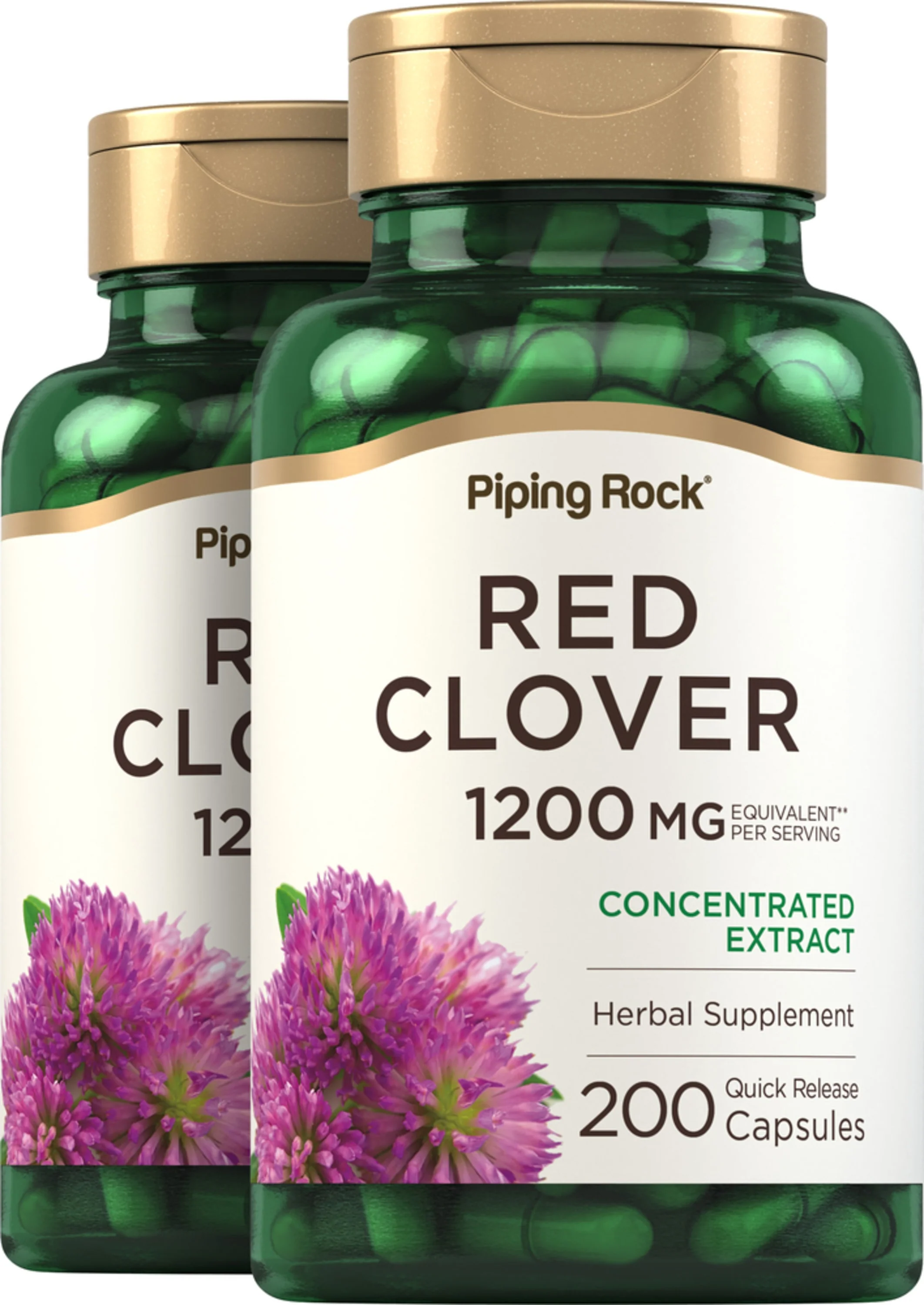 Red Clover, 1200 mg (per serving), 200 Quick Release Capsules, 2 Bottles