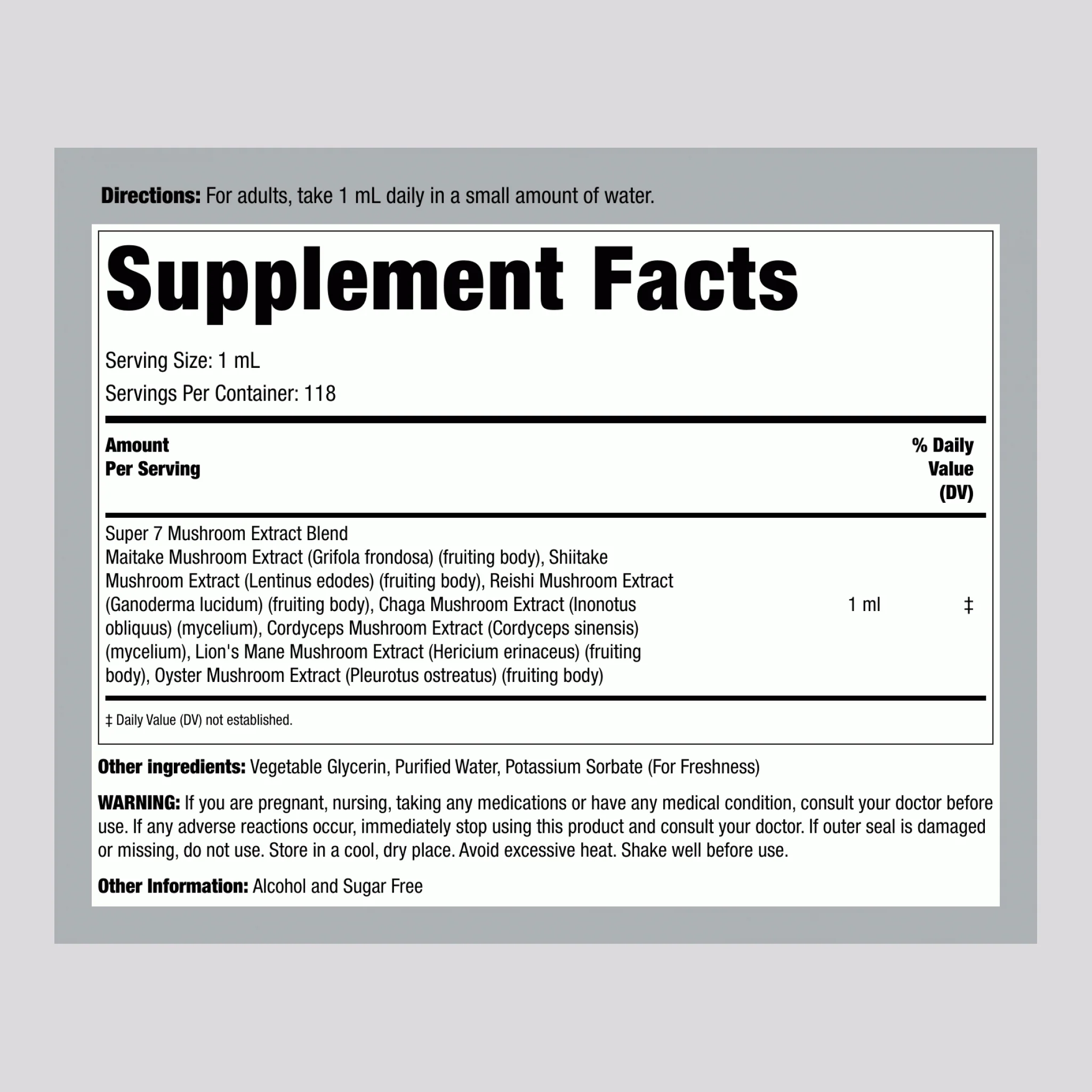 Seven "7" Mushroom Liquid Extract, 4 fl oz (118 mL) Dropper Bottles, 2 Bottles - Image 2