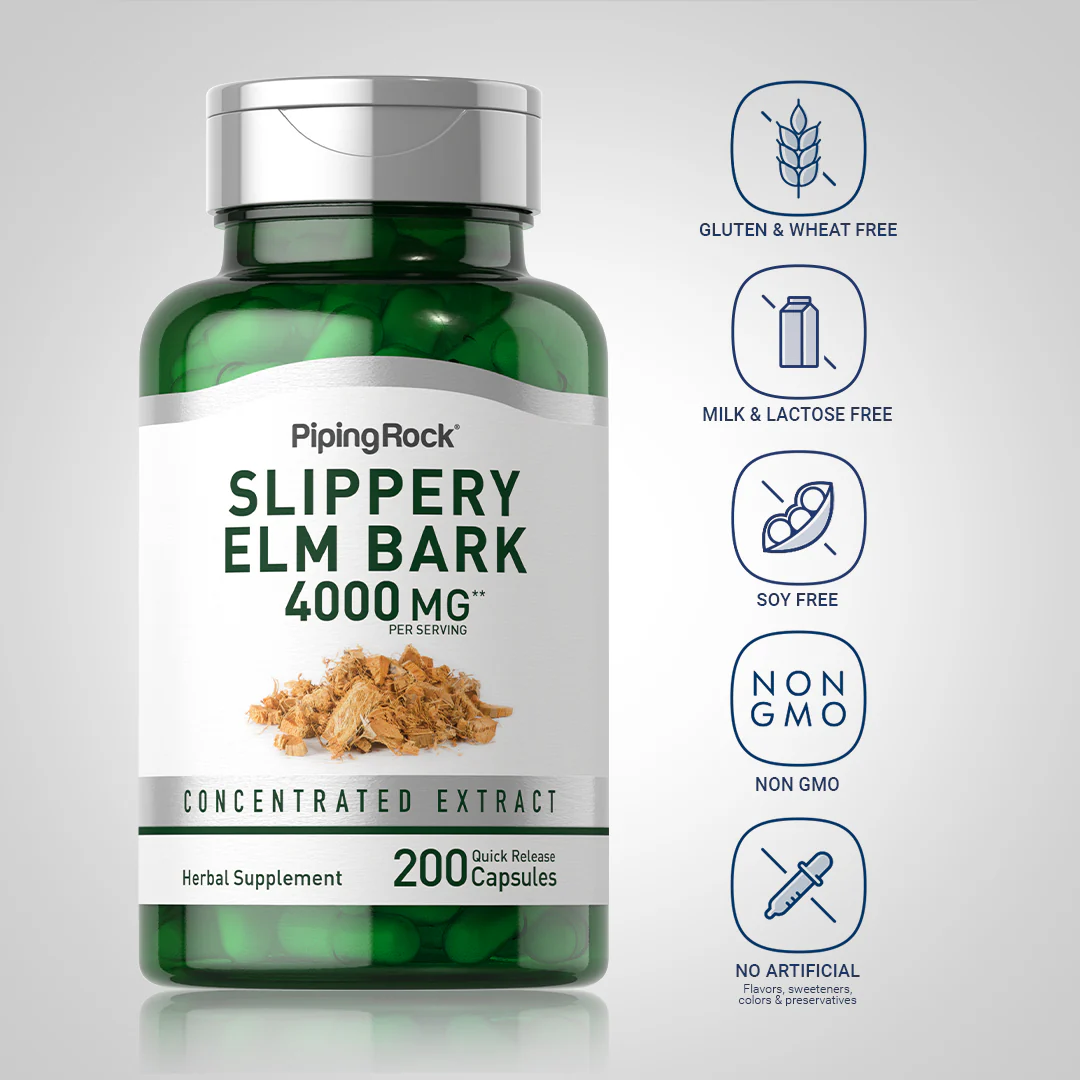 Slippery Elm Bark, 4000 mg (per serving), 200 Quick Release Capsules - Image 5