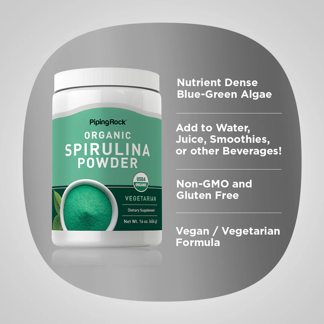Spirulina Powder (Organic), 16 oz (454 g) Bottle - Image 3