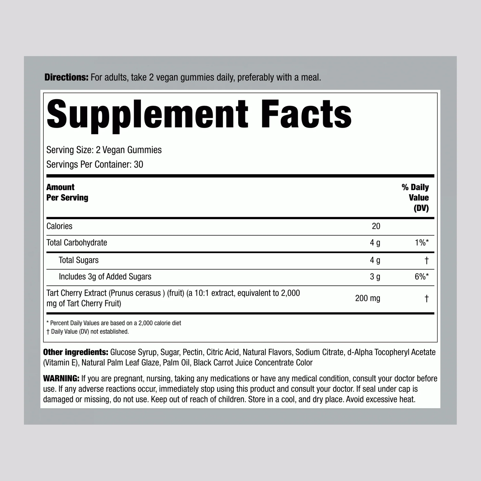 Tart Cherry (Delicious Cherry), 2000 mg (per serving), 60 Gummies - Image 2