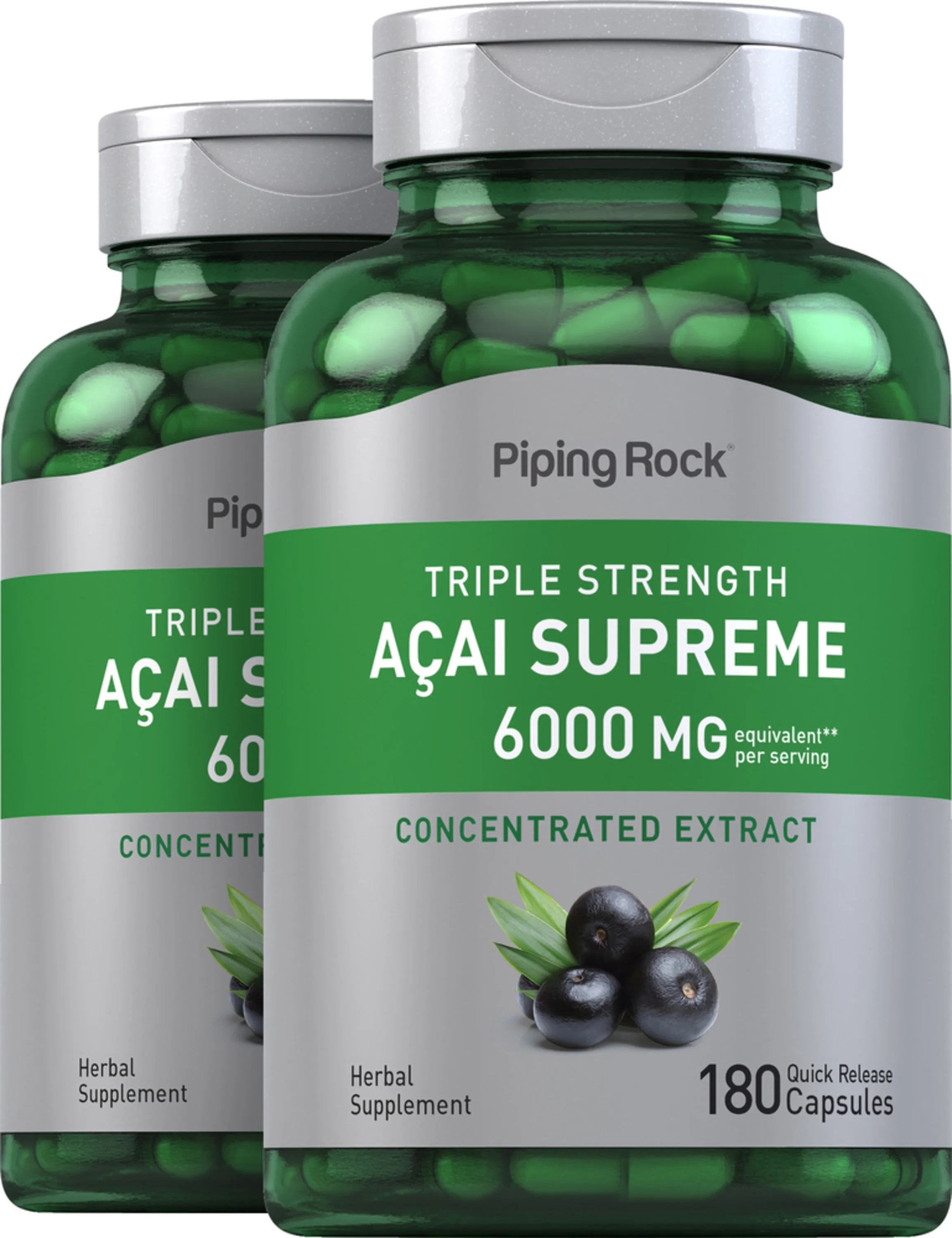 Triple Strength Acai Supreme, 6000 mg (per serving), 180 Quick Release Capsules, 2 Bottles