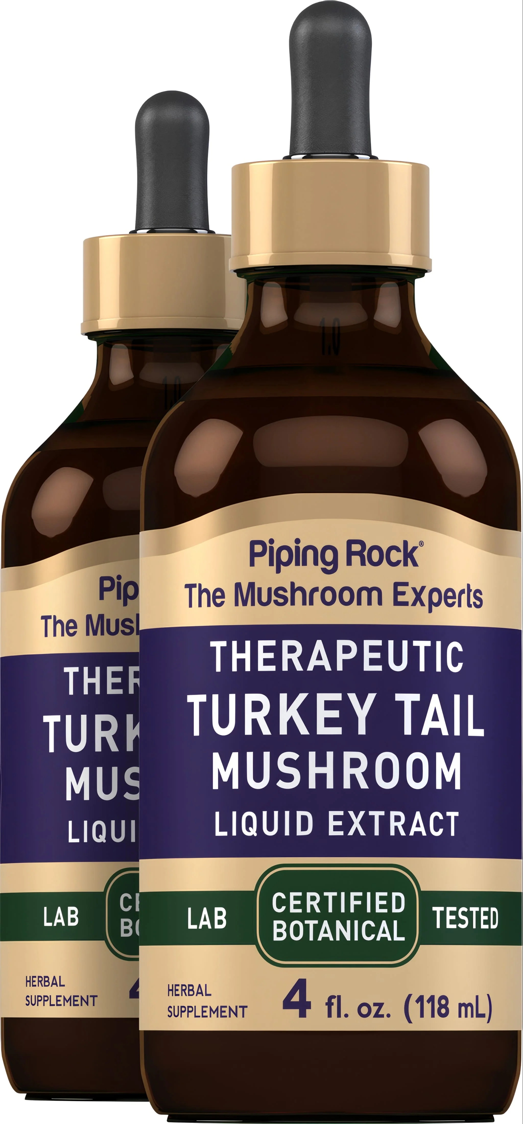 Turkey Tail Mushroom Liquid Extract, 4 fl oz (118 mL) Dropper Bottle, 2 Dropper Bottles