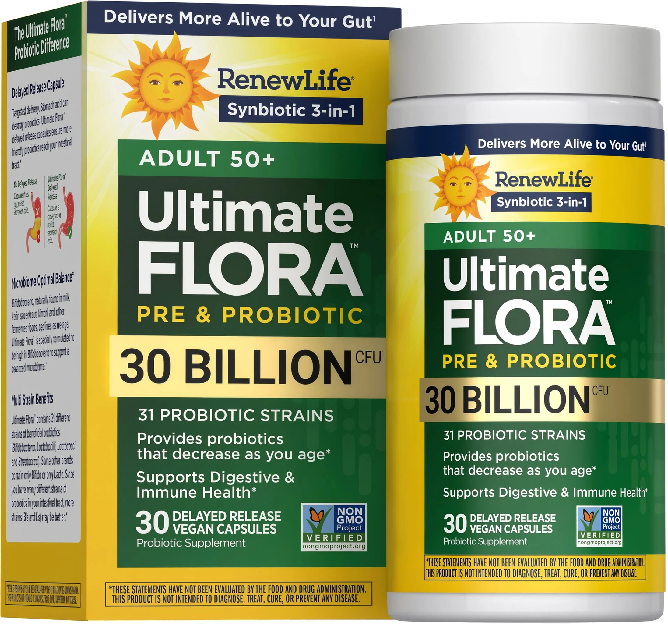 Ultimate Flora 50+ Probiotic 30 Billion, 30 Delayed Release Vegan Caps