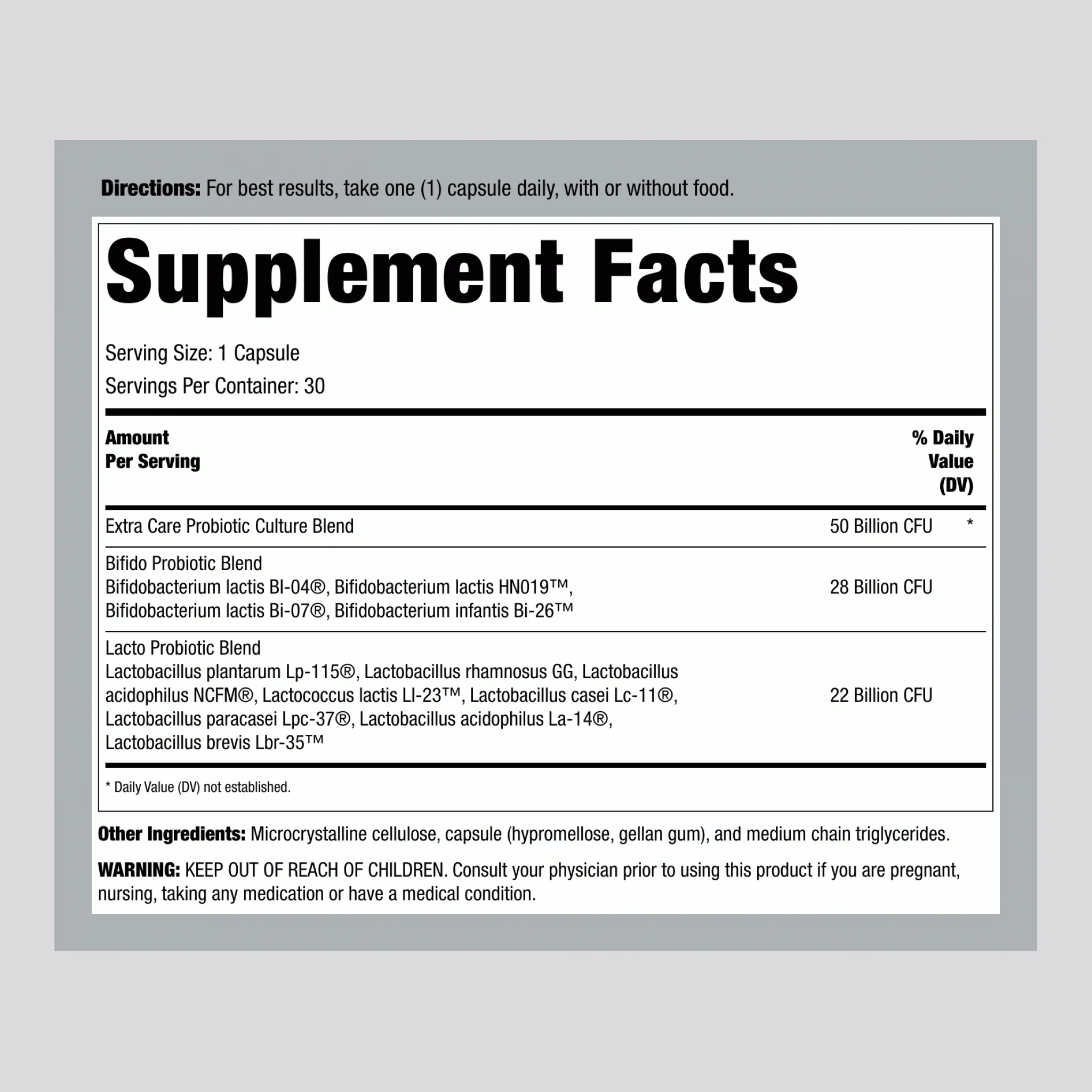 Ultimate Flora Extra Care Probiotic 50 Billion, 30 Delayed Release Vegan Caps - Image 2