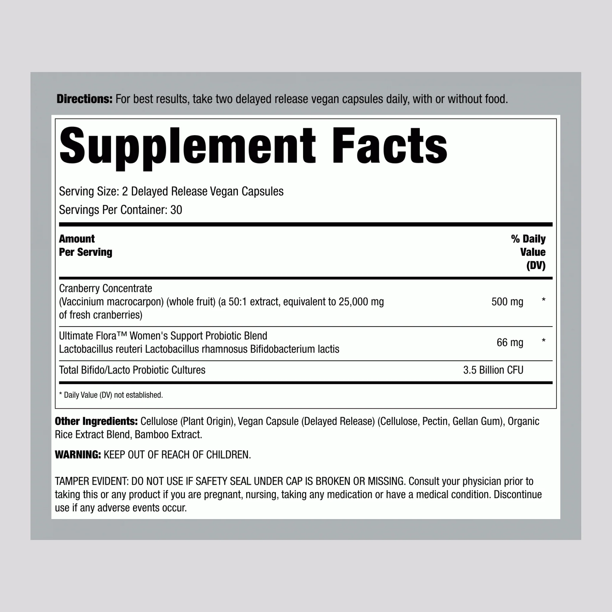Ultimate Flora Vaginal & Urinary Complete + Probiotic & Cranberry, 60 Delayed Release Vegan Caps - Image 2