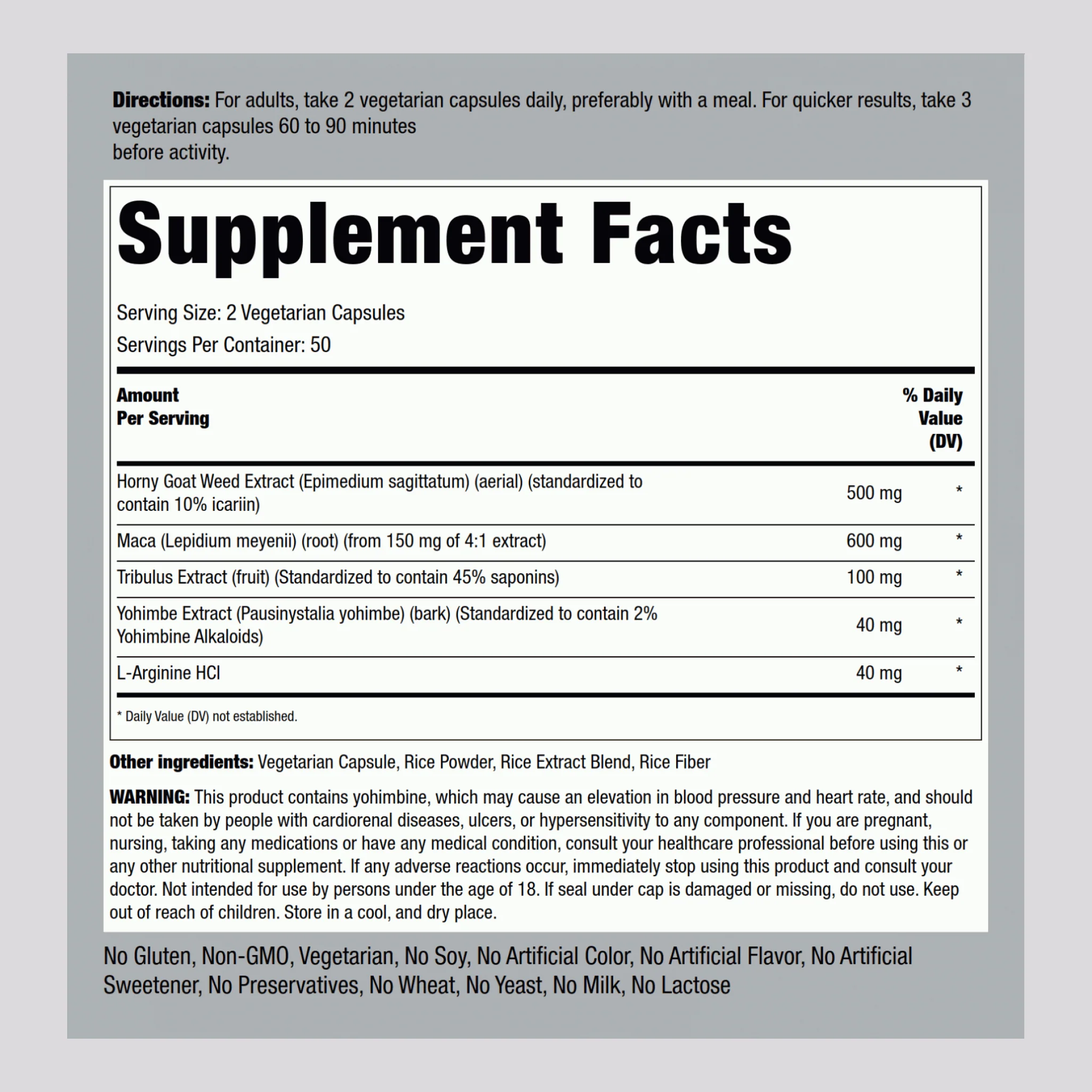 Ultimate Horny Goat Weed Complex, 100 Vegetarian Capsules, 2 Bottles - Image 2