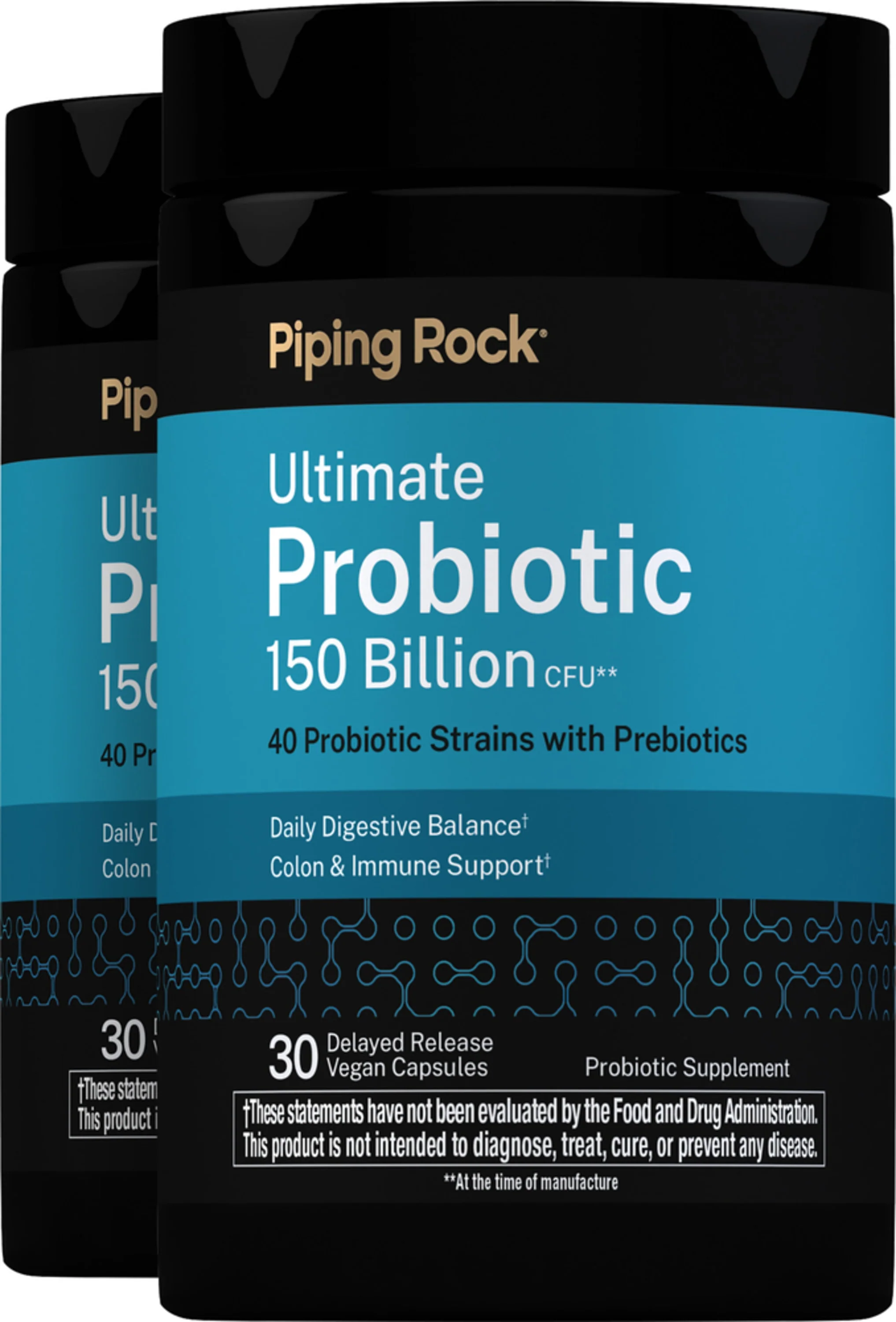 Ultimate Probiotic 40 Strains 150 Billion CFU + Prebiotic, 30 Delayed Release Vegan Caps, 2 Bottles