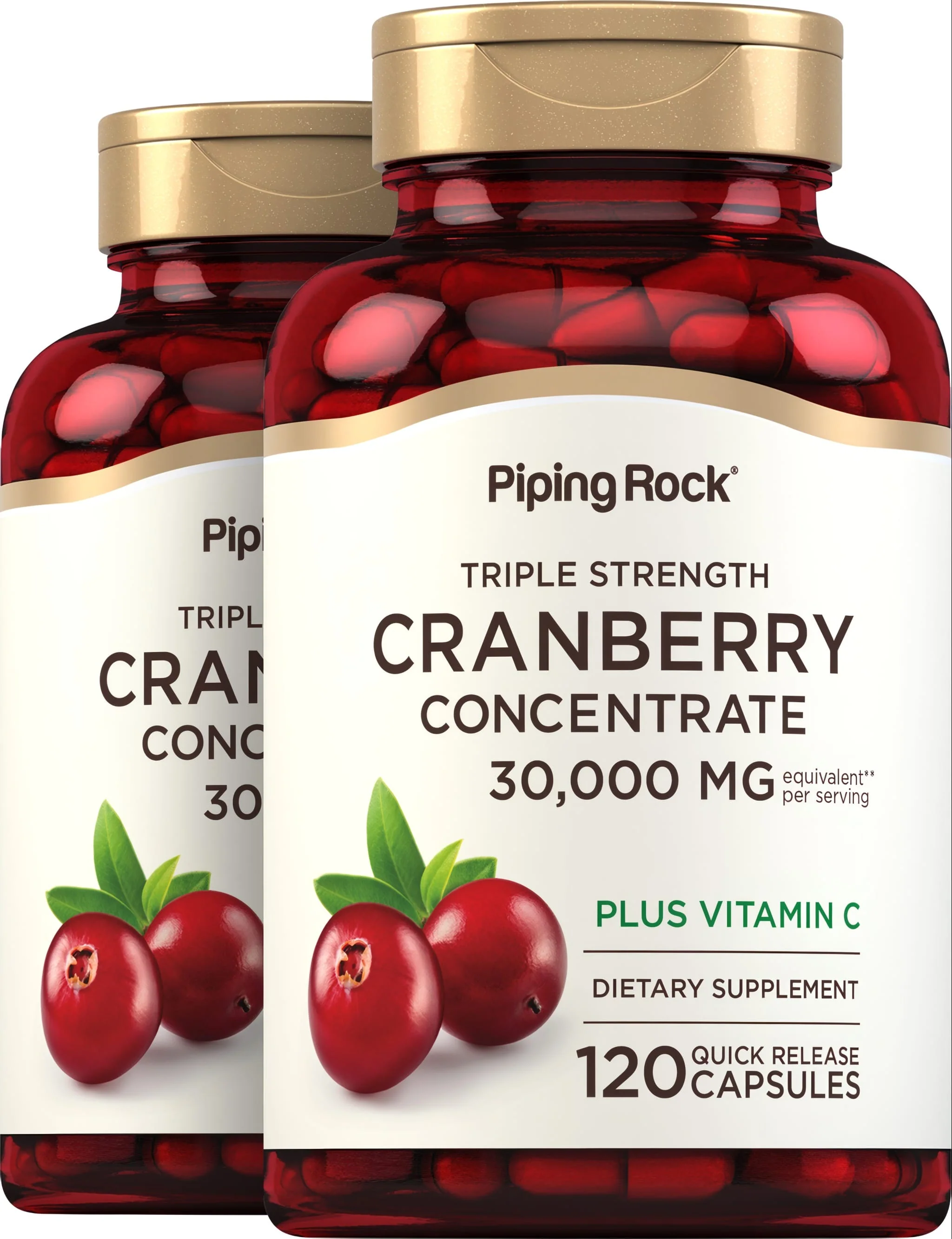 Ultra Triple Strength Cranberry Plus C, 30,000 mg (per serving), 120 Quick Release Capsules, 2 Bottles