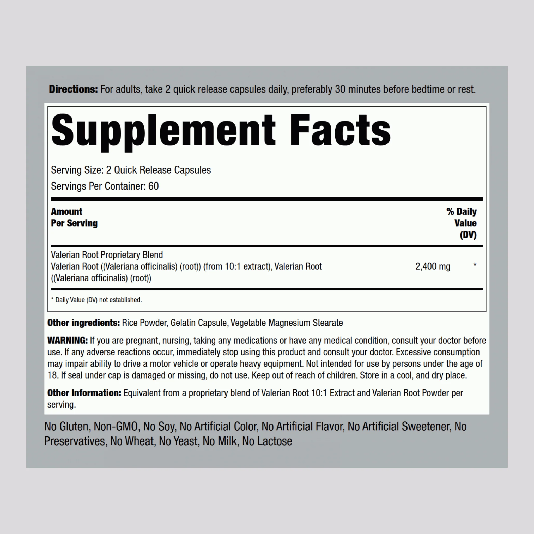 Valerian Root, 2400 mg, 120 Quick Release Capsules, 2 Bottles - Image 2
