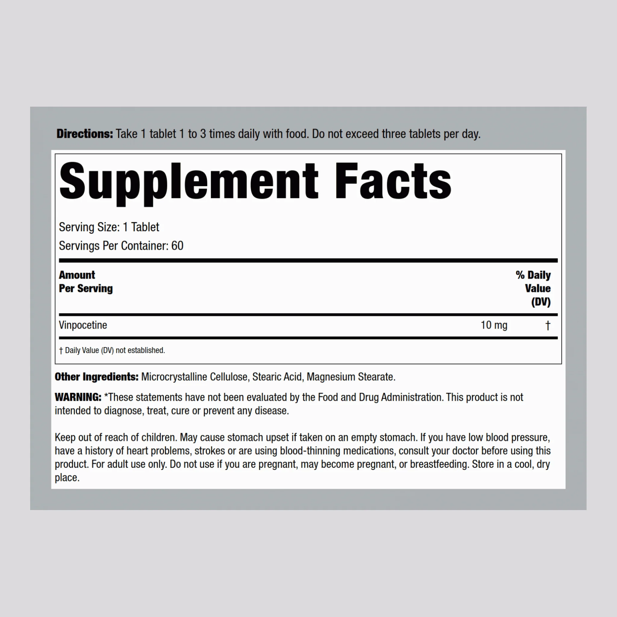 Vinpocetine, 10 mg, 120 Tablets - Image 2