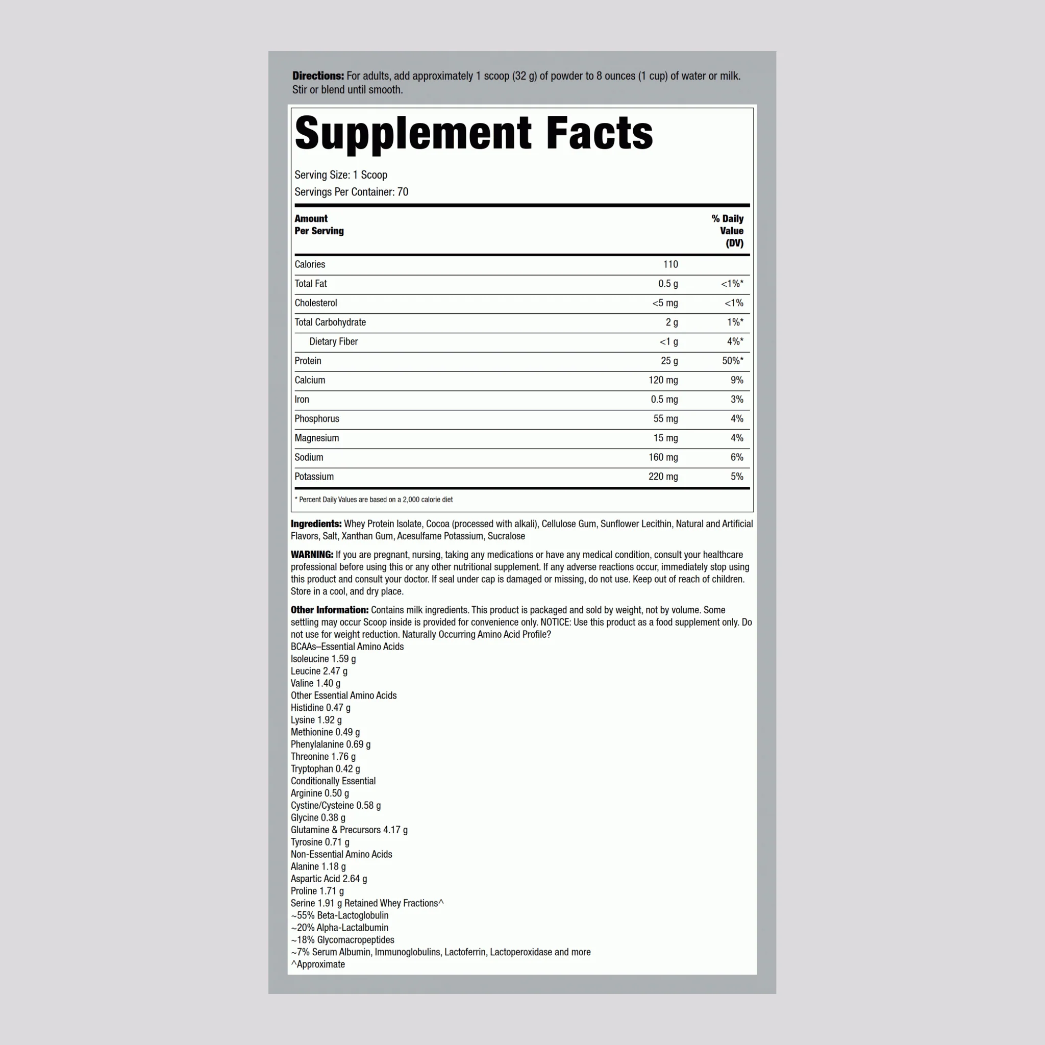Whey Protein Isolate WheyFit (Decadent Dutch Chocolate), 5 lb (2.268 kg) Bottle - Image 2