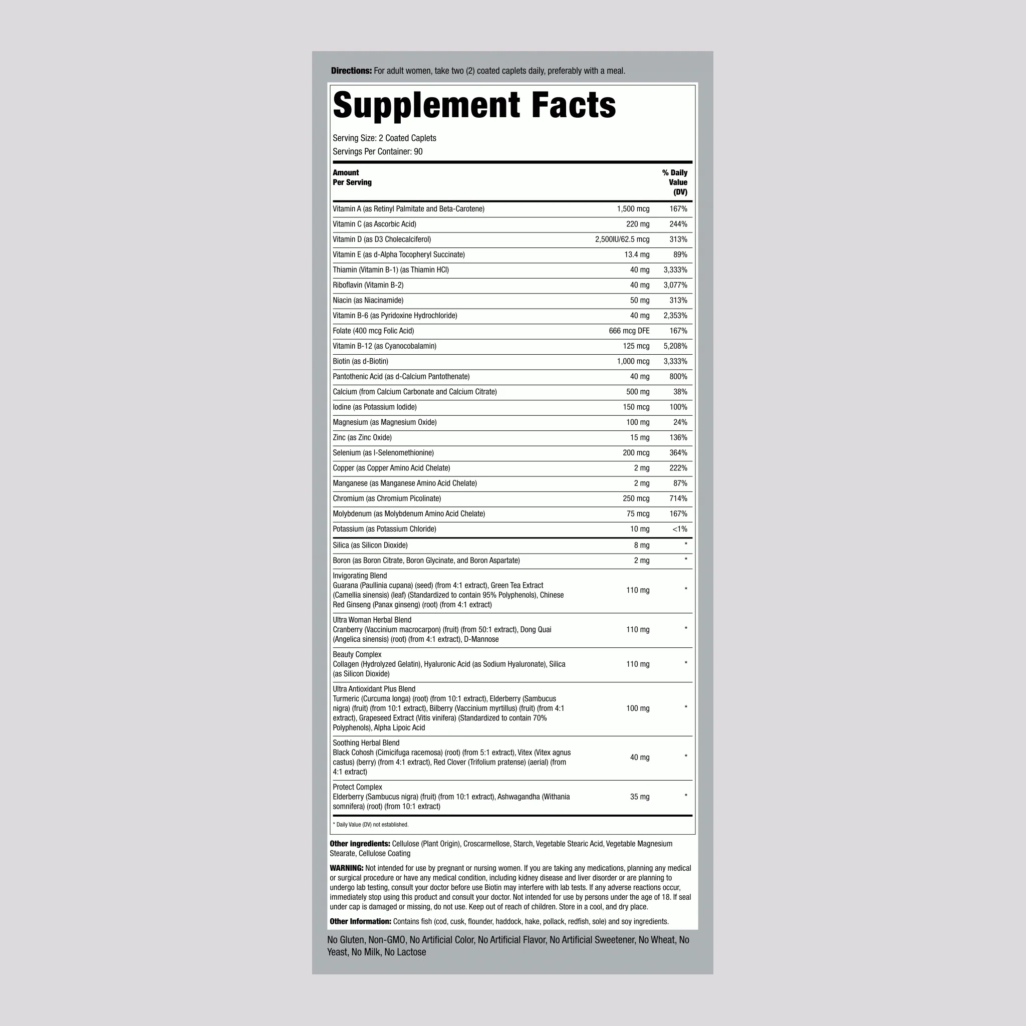 Women's Mega Multi, 180 Coated Caplets, 2 Bottles - Image 2