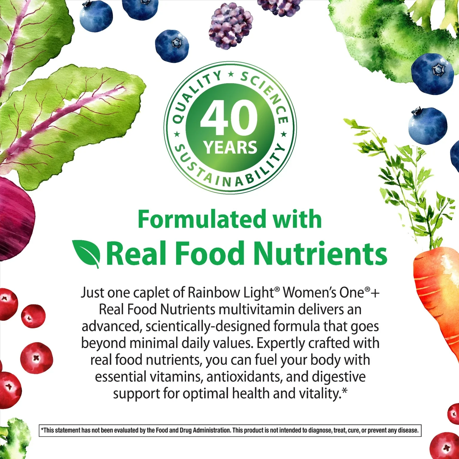 Women's One + Real Food Nutrients, 120 Vegetarian Caplets - Image 8